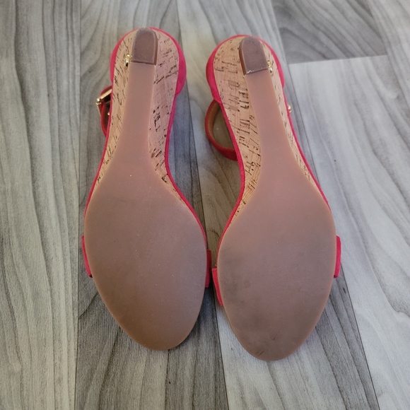 Tory Burch Savannah Red Suede Cork Wedge Sandal Slingback 8M - Picture 2 of 7